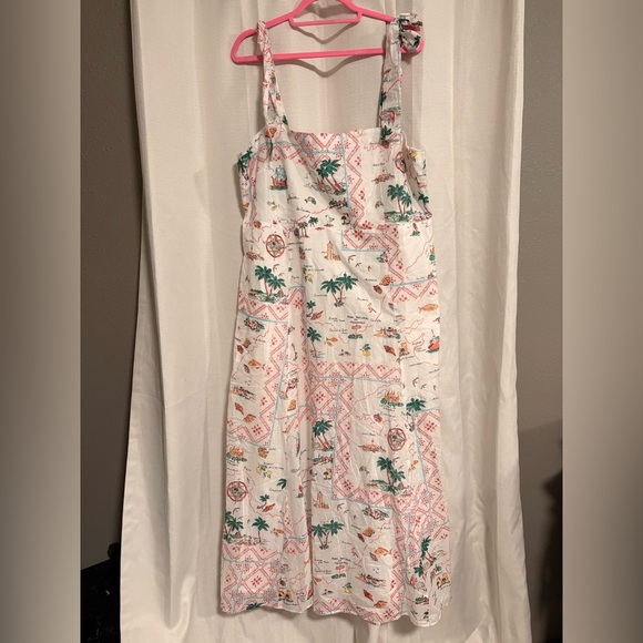 NWT Ann Taylor Map Print Flare Dress - Picture 2 of 5